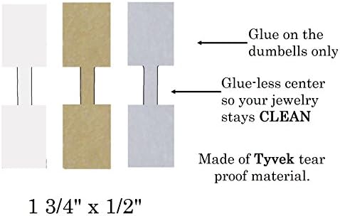500 Piece Value Pack Jewelry Repair, Price and Identification Tags/Tyvek Self Adhesive Rectangle/Dumbbell/Barbell Jewelry Price Tags (Long - 1 7/8" x 1/2" (47 x 12mm), Gold) - Image 7