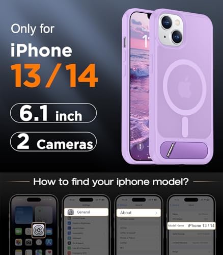 Temdan Magnetic Compatible with iPhone 14 Case/iPhone 13 Case,[Built-in Invisible Kickstand][Compatible with MagSafe][Military Grade Shockproof] Slim Translucent Matte Phone Case for iPhone 14/13 6.1" - Image 2