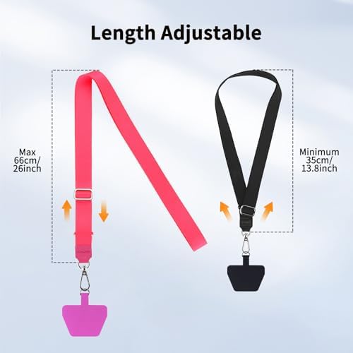 CACOE Phone Lanyard, Black+Rose Red, 2 Pcs - Image 4