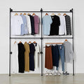 Industrial Pipe Clothing Rack Heavy Duty Double Closet Rod Clothes Rack, Clothing Rods for Hanging Clothes, Wall Mounted Clothes Garment Rack Closet System 90in Black by ZGZR