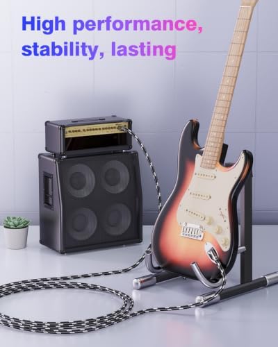 New Bee Guitar Cable 20 ft Electric Instrument Cable Bass AMP Cord 1/4 Straight to Straight for Electric Guitar, Bass Guitar, Electric Mandolin, Pro Audio, Black Whtie - Image 6