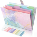 SKYDUE Expanding File Folder with 5 Pockets, Cute Accordion File Organizer, Letter Size Filing Folder, Letter Size Folders for Documents, School Office Supplies Marble Pink by SKYDUE