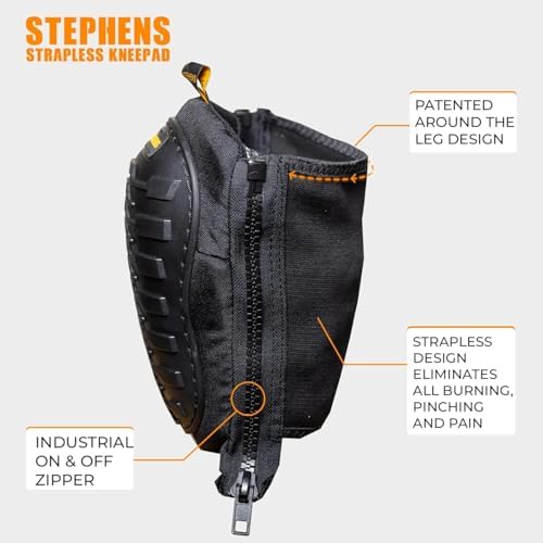 Stephens Strapless Knee Pads for Construction - Heavy Duty Soft Cap Design for Work | Safety Work Gear | Flooring | Roofing | Gardening | Personal Protective Equipment - Cushion Support for Kneeling - Non-Slip Strapless Knee Pad - Eliminate Knee Pain - Image 3