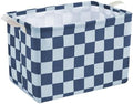 Ohocut Navy Blue Checkered Canvas Basket, Rectangular Organizing Decorative Storage Basket for Kids Dog Toy, Cute Aesthetic Race Cars Boy Room Decor for Home, Kitchen, Bedroom, Classroom, Shelves by Ohocut