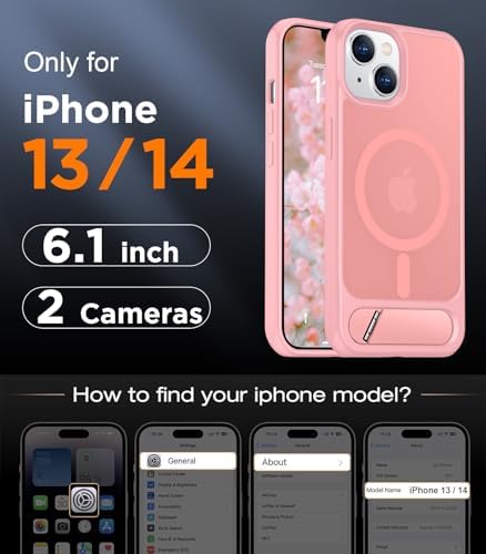 Temdan Magnetic Compatible with iPhone 14 Case/iPhone 13 Case,[Built-in Invisible Kickstand][Compatible with MagSafe][Military Grade Shockproof] Slim Translucent Matte Phone Case for iPhone 14/13 6.1" - Image 2