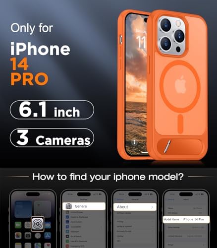 Temdan Magnetic Compatible with iPhone 14 Pro Case, [Built-in Invisible Kickstand][Compatible with MagSafe] [Military Grade Shockproof] Slim Translucent Matte Phone Case for iPhone 14 Pro 6.1" - Image 2