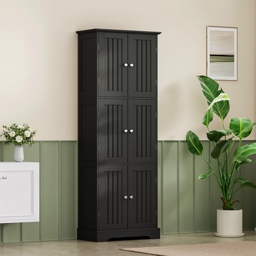 ChooChoo 63.2" Tall Bathroom Storage Cabinet with 6 Doors - Image 2
