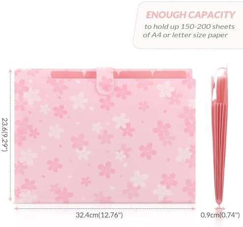 SKYDUE Pink Expanding File Folder with 5 Pockets, Cute Accordion File Organizer, Portable Receipt Paper Documents Organizer, Letter Size Filing Folder School Office Supplies - Image 5
