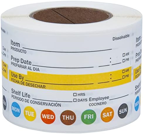 L LIKED Dissolvable Label Shelf Life for Food Rotation Use by Stickers 2 x 3 Inch Roll of 250 Labels by LLIKED