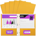 Better Office Products Dark Yellow 2 Pocket Folders with Prongs, 50 Pack, Letter Size, Matte Texture, 8.5 x 11 Inch by BetterOfficeProducts