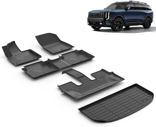 Floor Mats & Cargo Liner for 2027 Kia Telluride Gas(Not for Hybrid) 7/8 Passenger All Weather Kia Telluride Floor Mats Accessories by VOUKIY