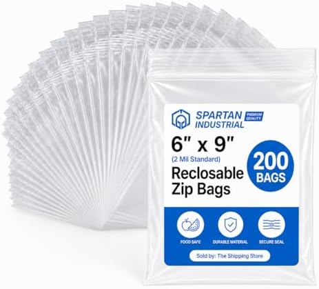 6” X 9” (200 Count) Quart Clear Reclosable Zip Plastic Poly Bags by SpartanIndustrial
