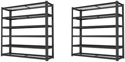 6-Tier Heavy Duty Garage Shelving, 6,000 lbs Capacity Adjustable Metal Storage Shelving Unit for Garage, Basement, Warehouse & Workshop, 62" W x 24" D x 84" H by LIJIUHOME