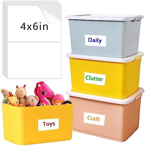 150 Pcs Labels for Storage Bins, 6 X 4 Inch Removable Labels for Storage Bins, Tear Resistant No Residue Storage Bin Label, Matte White Blank Box Label for School, Home, Business by Joyberg