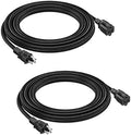 2 Pack 10FT Black Heavy Duty 3 Prong 16AWG SJTW ETL Cord Indoor Outdoor by Belllights