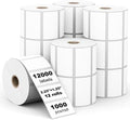 (12,000 Labels/12 Rolls) Labelebal 12 Rolls,1000/Roll -Zebra 2.25" X 1.25” Direct Thermal Labels - Perforated Stickers for Barcode Address, Compatible with Zebra & Rollo & MUNBYN Desktop Printer by Labelebal