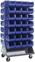 Quantum Storage Systems QMD-36H-240BL Mobile Double Sided Gray Louvered Rack System with Bins, 36” L x 25” W 72” H, Blue by QuantumStorageSystems