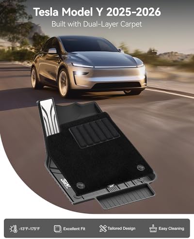 3W 9PCS Floor Mats for Tesla Model Y Juniper 2025 2026 (Not for Standard) - Image 2