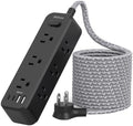 10FT Power Strip, 13-in-1 Long Extension Cord with Multiple Outlets with 9 Wide Spaced Outlets and 4 USB Ports, Flat Plug Wall Mount Charging Station for College Dorm Room Essentials, Office, Black by Mifaso