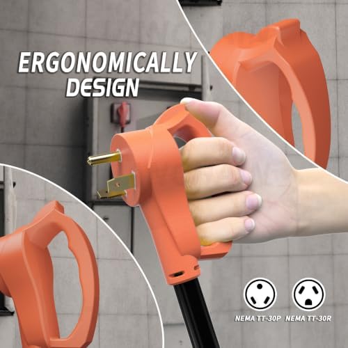 PlugSaf 15 FT 30 Amp RV Extension Cord Outdoor, 10AWG 125V 3750W STW Orange - Image 2