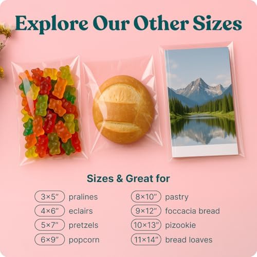 2x2 Self Sealing Cellophane Bags (1000 Pack) - Clear Cookie Bags With Seal - Image 7