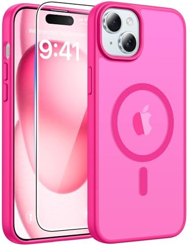 FNTCASE for iPhone 15/14/13 Case, Fit for Magsafe, Glass Screen Protector by FNTCASE