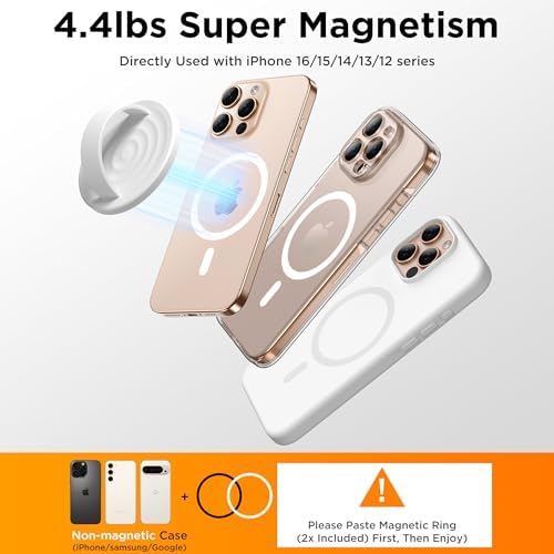Magnetic Phone Grip for MagSafe, Silicone Ring Grip, White - Image 6