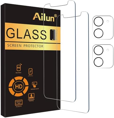 Ailun Screen Protector + Camera Lens Protector for iPhone 12, 2+2 Pack by Ailun