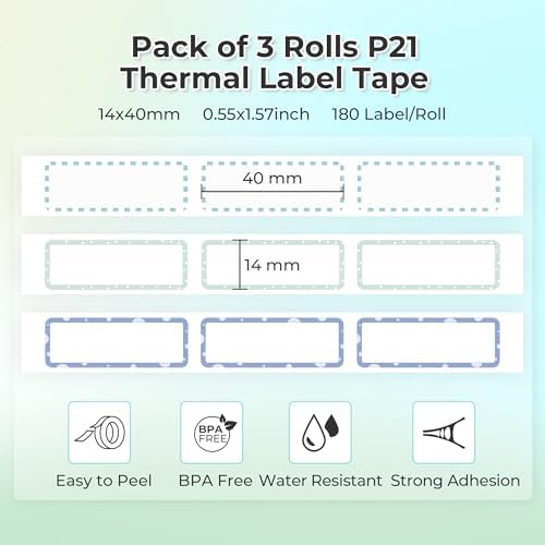 NELKO P21 Genuine Adhesive Pattern with Border Label Paper, 14x40mm, 3 Roll - Image 2