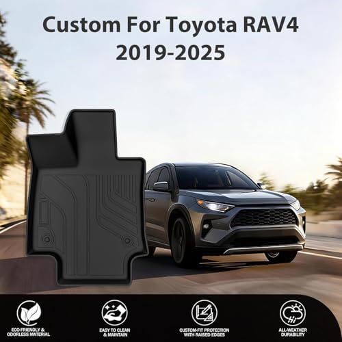 Floor Mat Replacement for 2019-2025 RAV4 ((Include Hybrid) Floor Mats All-Weather TPE Car Floor Mat - Rubber Floor Mat for First and Second Row - Non-Slip Car Mat Accessories - Image 2
