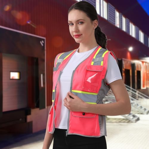 HYCOPROT Safety Vest for Women Mesh Reflective Lady High Visibility Construction Work Vest Meets ANSI/ISEA Standards - Image 5