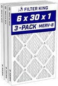 Filter King 6x30x1 Air Filter MERV 8, AC Furnace Filters (3-Pack) by FilterKing