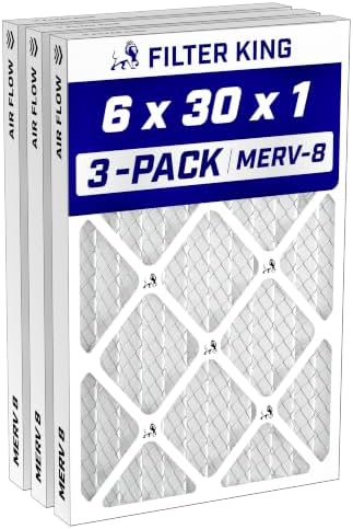 Filter King 6x30x1 Air Filter MERV 8, AC Furnace Filters (3-Pack) by FilterKing