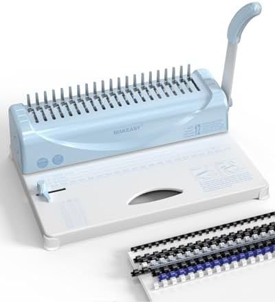 MAKEASY Binding Machine, 21-Hole, Comb Binding Machines with 1 Box Comb Bindings Spines, Comb Binder for Letter/A4/A5 Paper, 12 Sheet Punch Capacity by MAKEASY