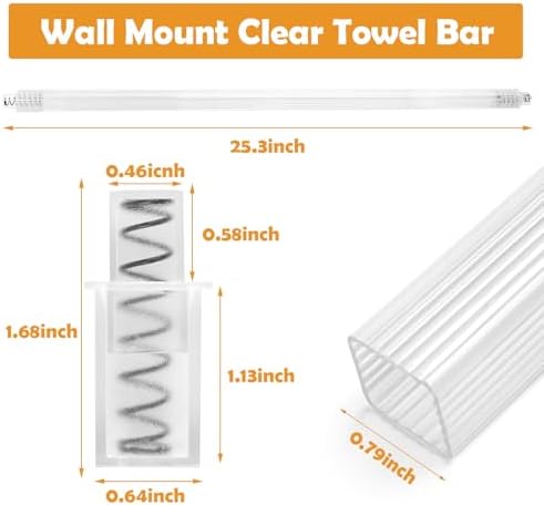 2 Pack 24 Inch Clear Bathroom Towel Bar Replacement Rod for Ceramic Holder - Image 2