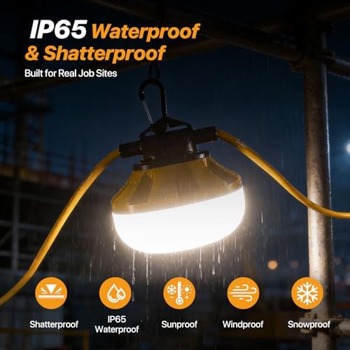 100FT LED Construction String Lights: Linkable 5000K 120V 10-Head - Image 5