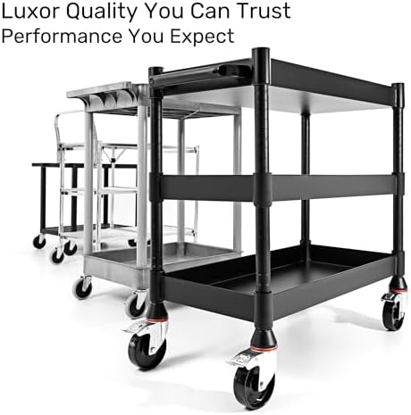 MightyHaul 24" Heavy-Duty Utility Cart with 2 Reversible Shelves, 1,200 lb. Capacity, Heavy-Duty Casters for Industrial Use - Image 6