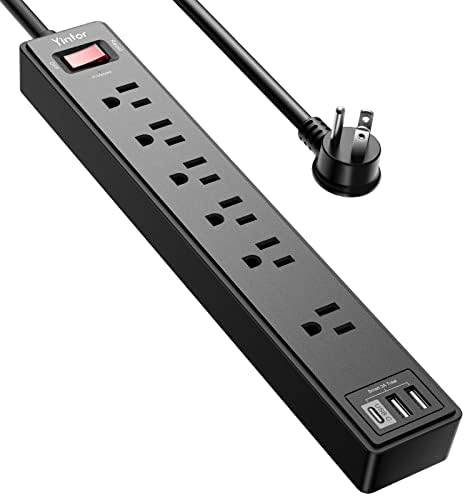 Yintar 6Ft Surge Protector Power Strip with 6 Outlets & 3 USB Ports, Black by Yintar