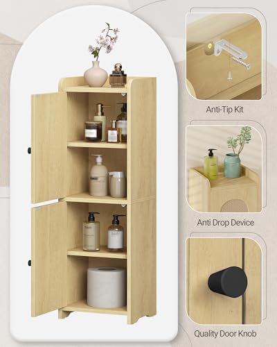 Hzuaneri Bathroom Storage Cabinet, Small Corner Floor Cabinet with 2 Doors - Image 6