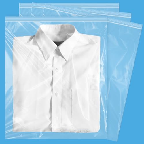 120 Count 13" x 15" Clear Plastic Shirt Bags, Resealable Poly Bags by Aubeco
