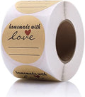 2" Homemade with Love Stickers, 500 Pcs Kraft Jar Canning Label Stickers for Baked Packaging, Cookie Bags, Fudge Containers, Store Owners, Crafts, Organizing, Price Tags by GOYOMI
