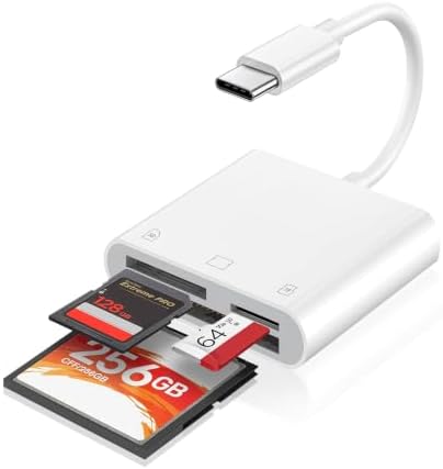 Three Slots USB C SD Card Reader, Type C Digital Camera Adapter by MTIQHS