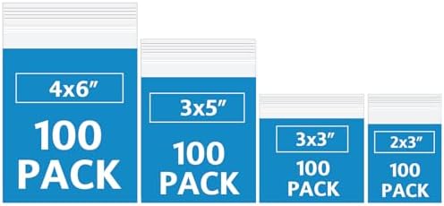 Small Plastic Bags for Jewelry, 4 Assorted Sizes 2x3, 3x3, 3x5, 4x6 Inch by Bonison