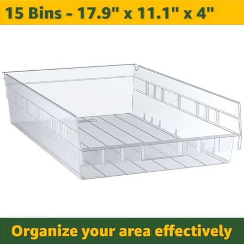 Heavy-Duty Commercial Chrome Storage Shelving Unit 18" x 36" x 74" with 15 Bins - Metal Utility Rack for Tool Organization, Wire Storage Shelf for Office, Warehouse, Garage, and Workshop - Clear - Image 3