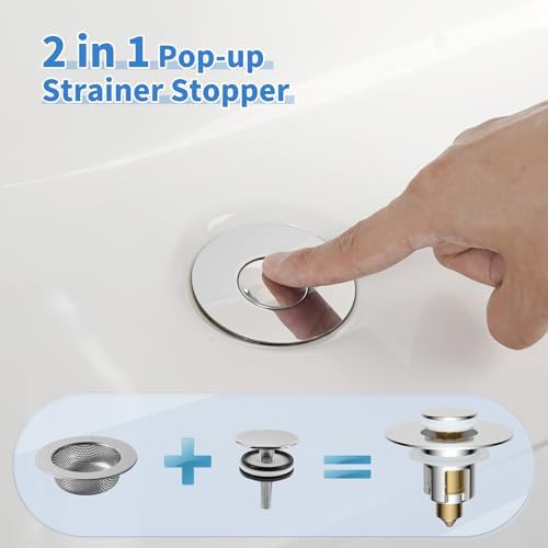 Universal Metal Bathroom Sink Stopper, Drain Strainer Hair Catcher, Chrome - Image 5