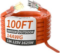 PlugSaf 100 FT 14 Gauge Extension Cord, Heavy Duty Extension Cord, Orange by PlugSaf