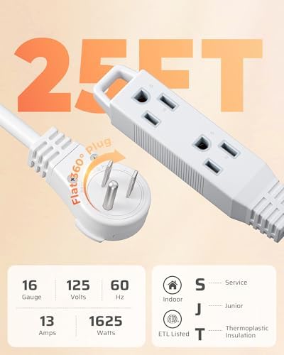 DEWENWILS 360° Rotating Flat Plug Extension Cord, 25FT 16/3C, ETL Listed - Image 7