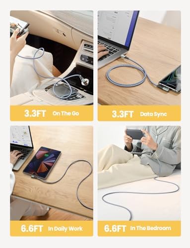 AINOPE USB C to USB C Cable (60W 4Pack 3.3+3.3+6.6+6.6ft) C to C Cable Fast Charging Type C Charger Fast Charging, Right Angle for Charging Fit for iPhone 17 Pro Max Samsung iPad - Image 2