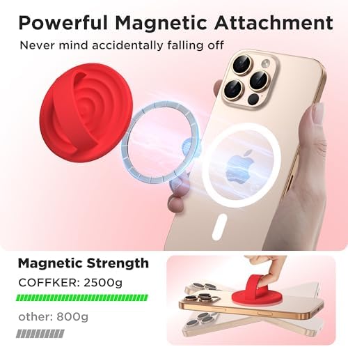 Magnetic Phone Grip for MagSafe, Silicone Ring Grip, Red - Image 3