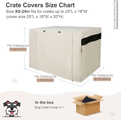 HiCaptain 24-Inch Dog Crate Cover with Mesh, Waterproof Kennel Cover, Beige - Image 6